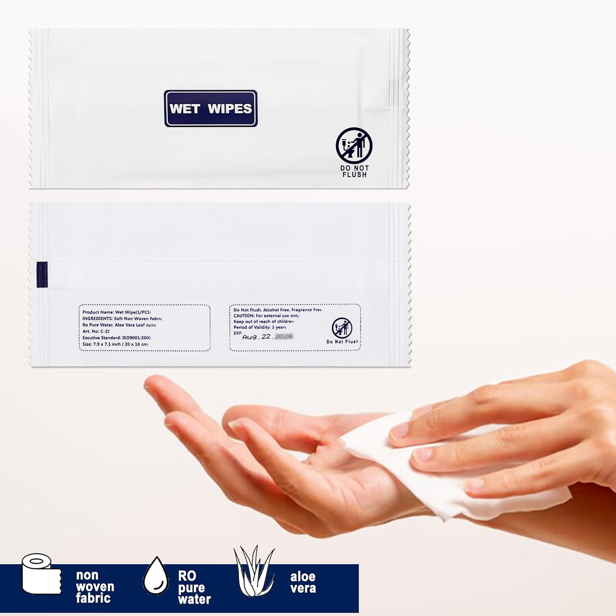 200 Pack Wet Wipes Individually Wrapped, Unscented Travel Hand Wipes