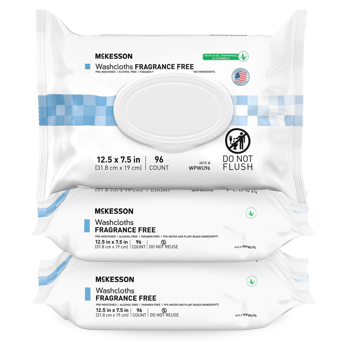 McKesson Disposable Wipe 12 Pack, 600 Washcloths - Large Adult Body and Incontinence Washcloths with Aloe and Vitamin E, Alcohol-Free, 50 Wipes Per Pack