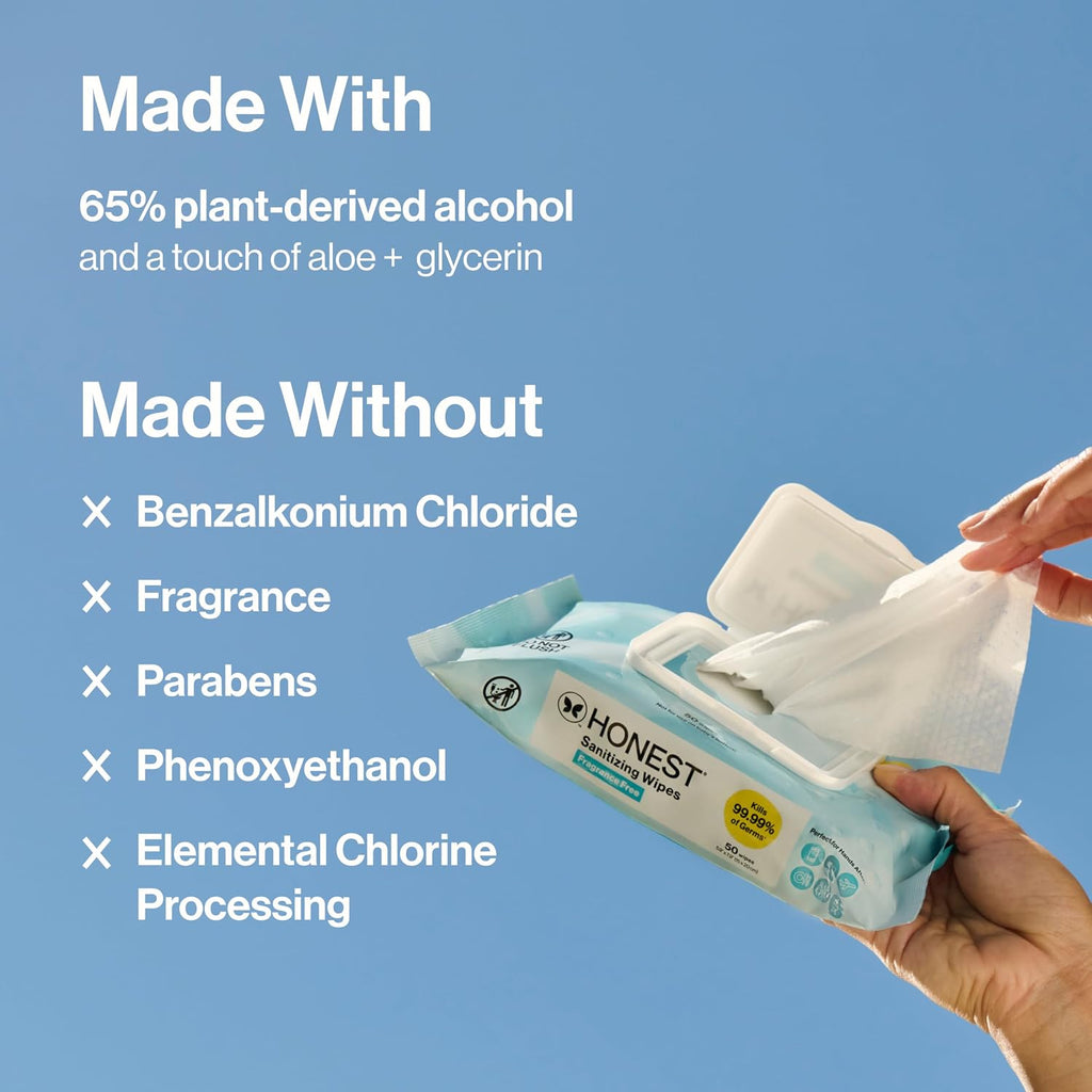 The Honest Company Sanitizing Wipes, Fragrance-Free, Antibacterial, 150ct