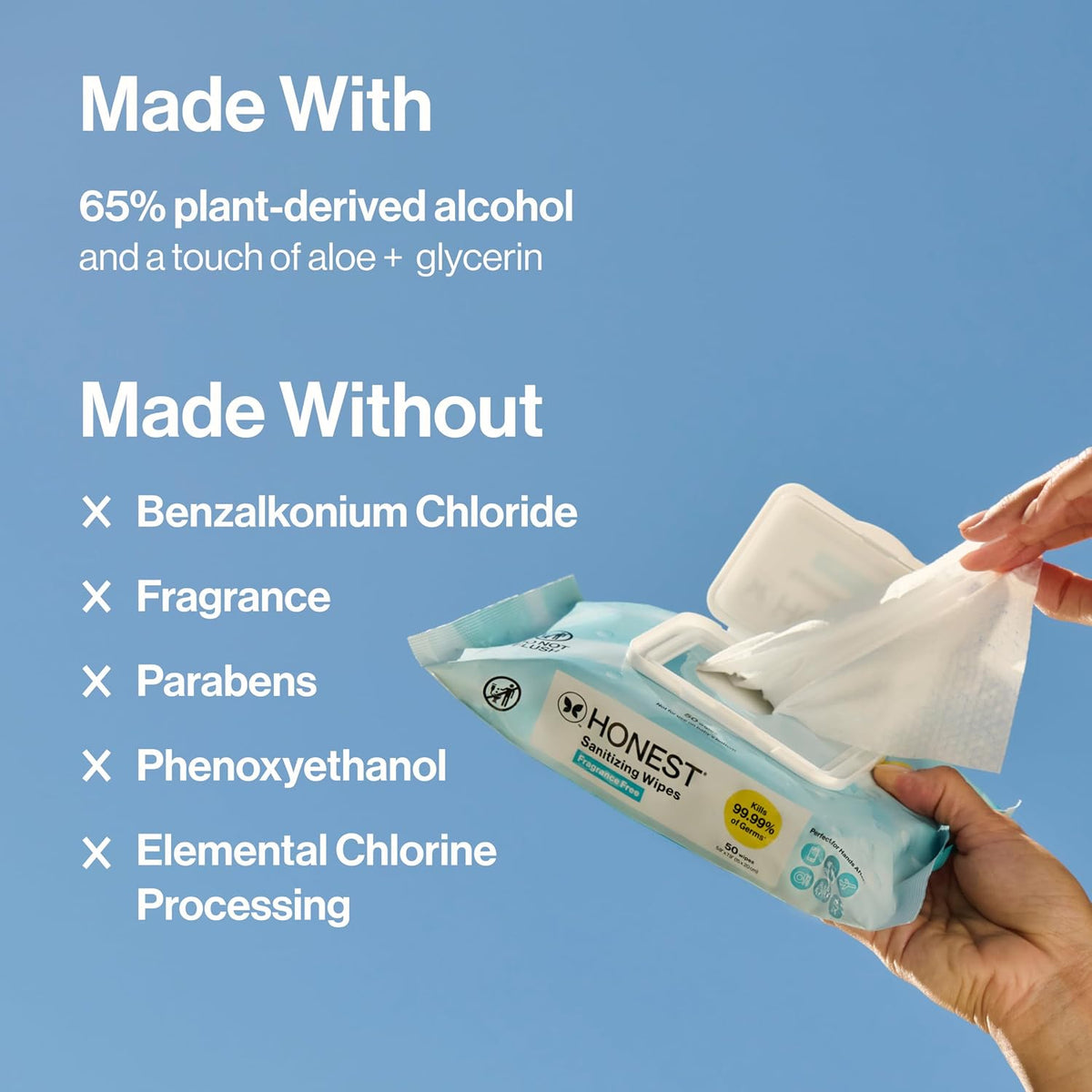 The Honest Company Sanitizing Wipes, Fragrance-Free, Antibacterial, 150ct