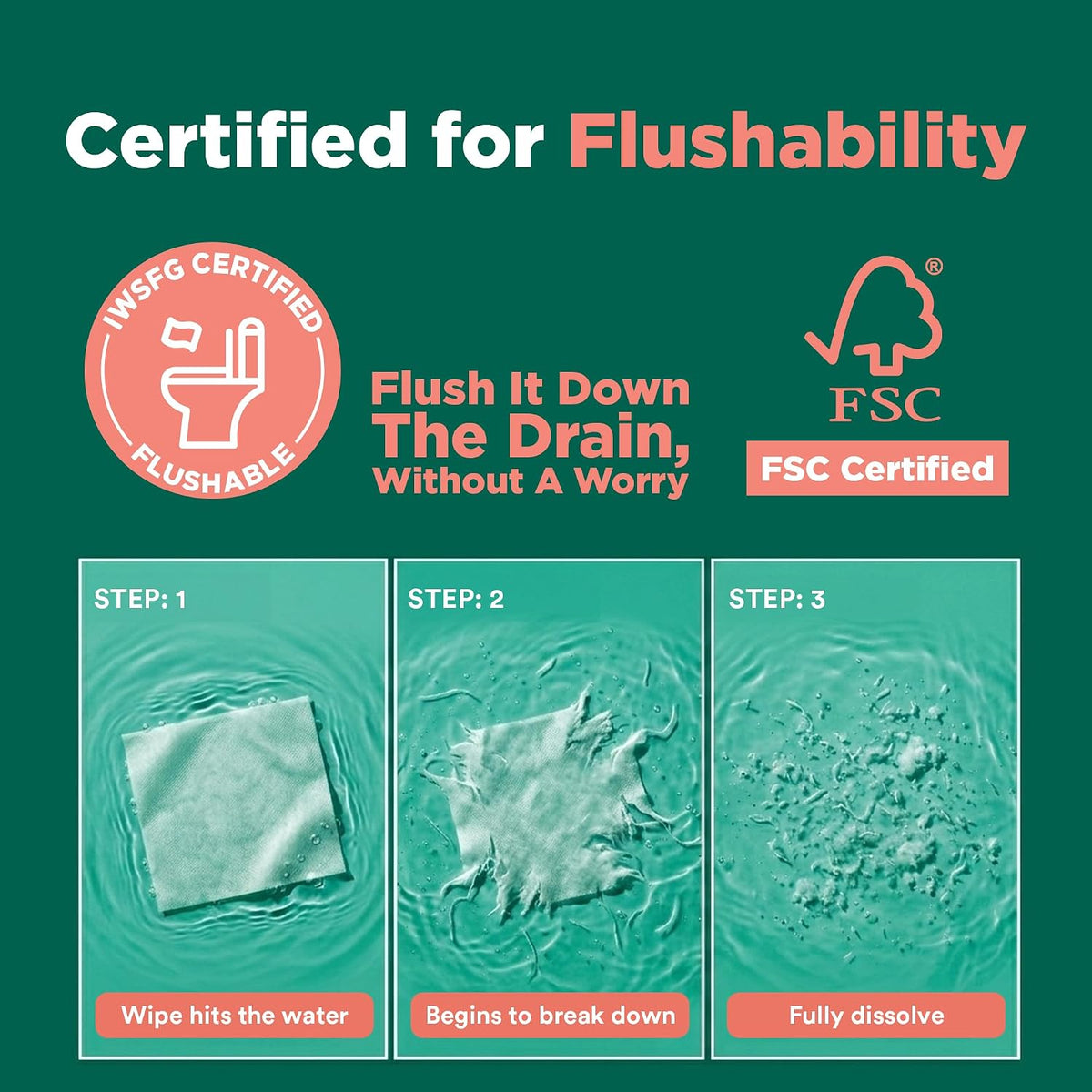 ECO SOUL Bamboo Flushable Wipes, (4 Pack, 48 Wipes Each, Aloe Vera)