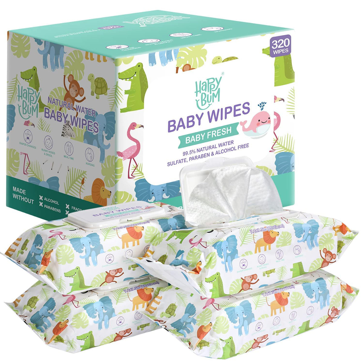 Baby Wet Wipes Unscented - Extra Large Size, Durable, 99% Water-Based & Gentle on Sensitive Skin for Face & Body,640 Count (8 Packs of 80）