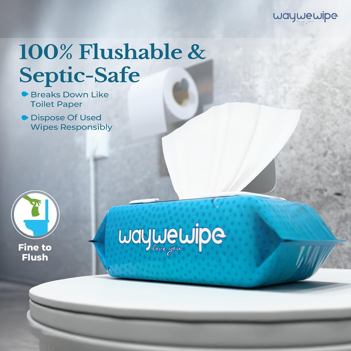 Flushable Wet Wipes, 6 Pack - 60 Wipes Per Pack (360 Count), XL Adult Cleansing Cloth for Men & Women, Hypoallergenic 100% Plant Based Disposable, Septic & Sewer Safe, Fragrance Free