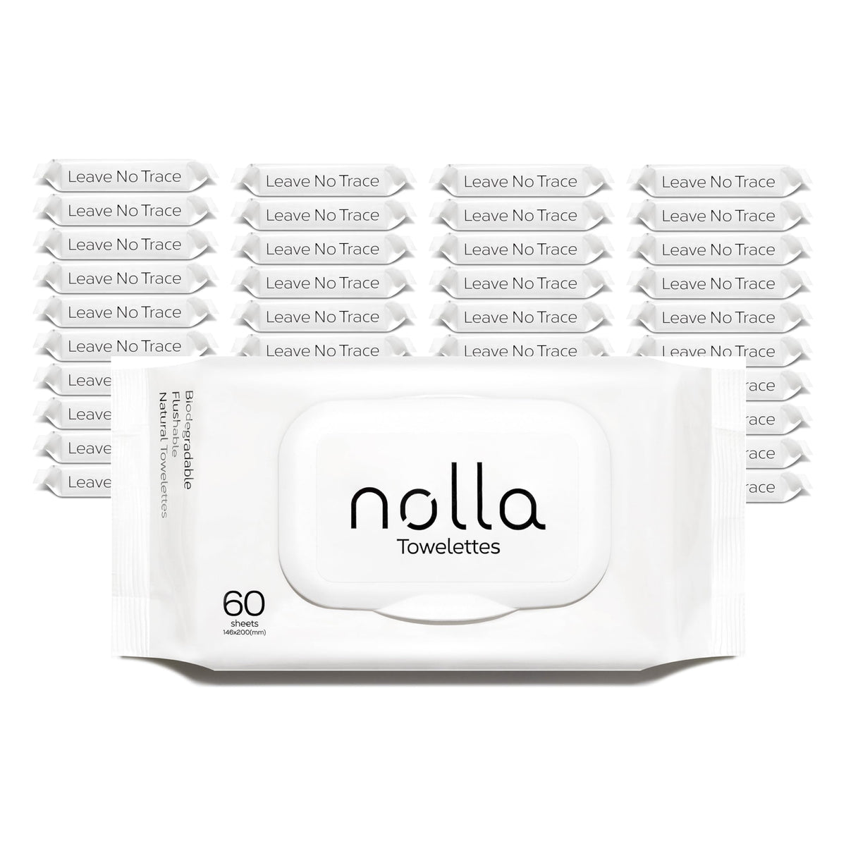 Nolla Flushable Wipes, 100% Plant-Based, Plastic-Free and Biodegradable - For Adults and Kids - Unscented + Soothing Aloe and Vitamin E 360 Count (6 Packs of 60)