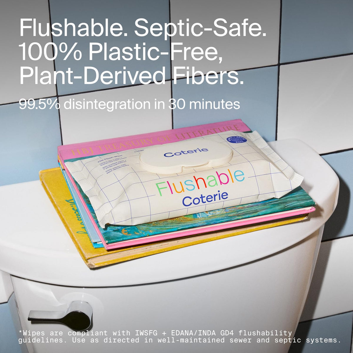 Coterie Flushable Wipes for Sensitive Skin, 4 Packs (224 Count)