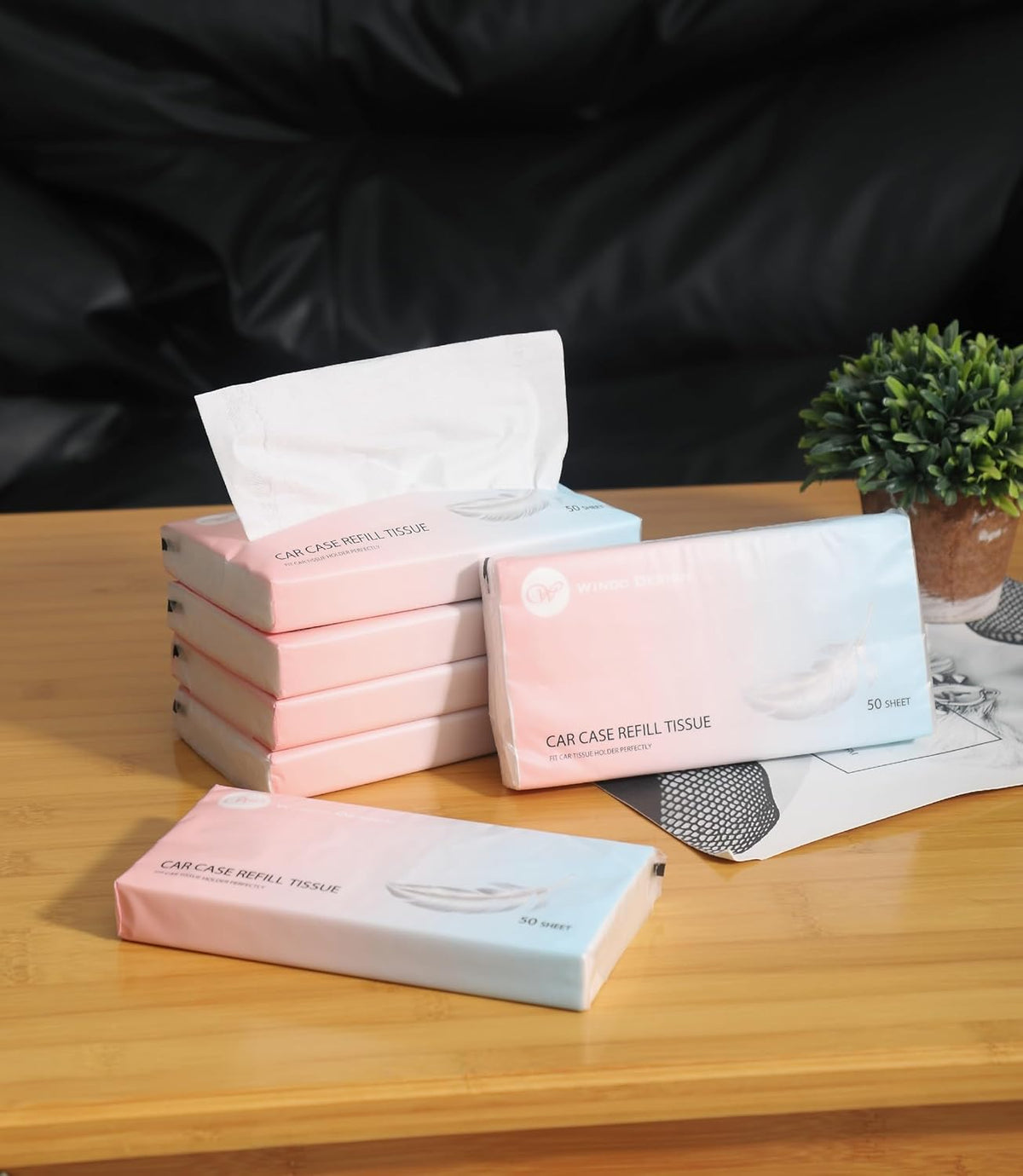 Car Tissue Refills 300 Sheets Facial Tissues Refills for Car Visor Tissue Holder, Travel Tissue Tubes Box Container Perfect Fit for Car Cup Holder