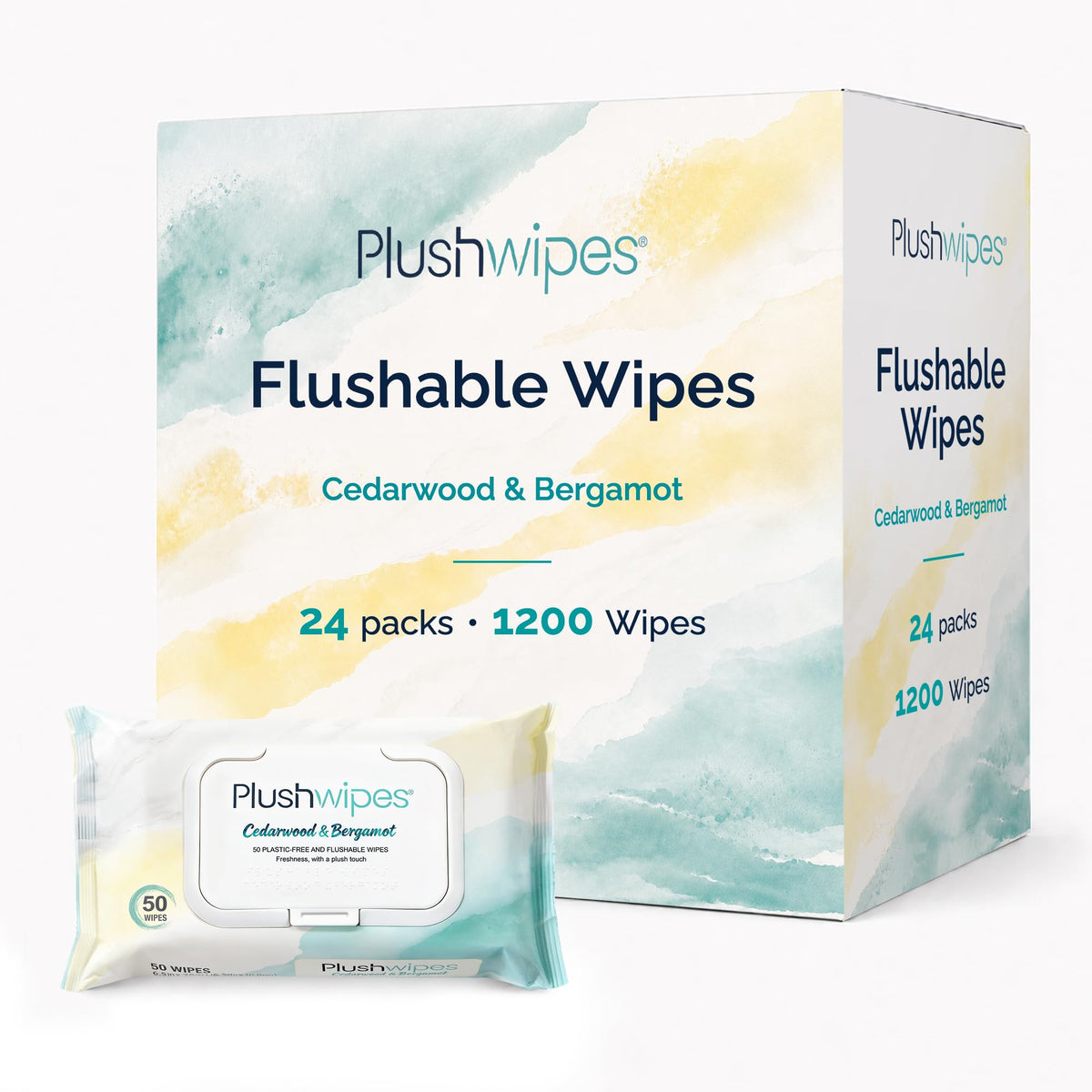 Flushable Wipes, 6 Packs, 300 XL Wipes, Lavender & Hinoki