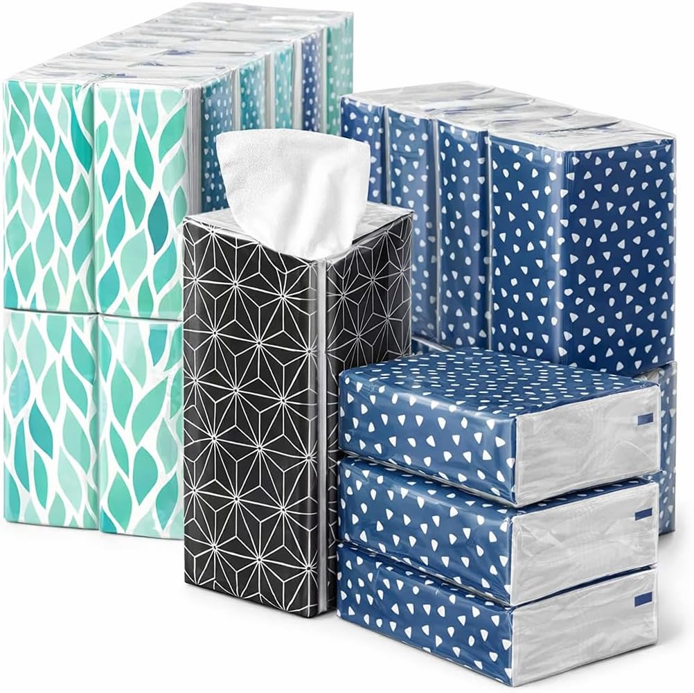Pocket Facial Tissues - 32 Pack, 3-Ply Slim Portable Packs, 10 Sheets Each, Soft & Hygienic for Travel, Office, Hotels, Healthcare, Convenience