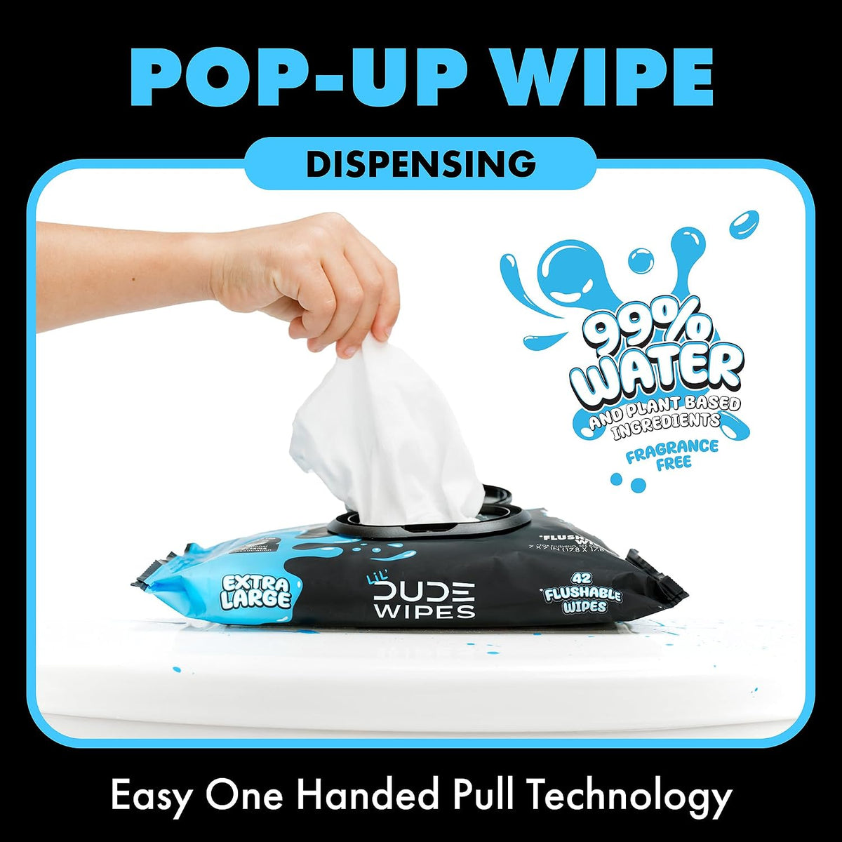 LiL' DUDE Wipes Flushable Potty Training Water Wipes, Unscented, 168 Count