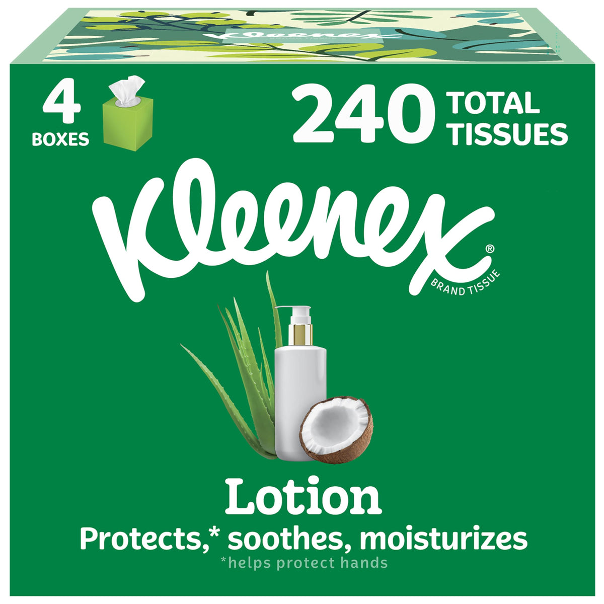Kleenex Lotion Facial Tissues, 4 Cube Boxes, 60 Tissues per Box