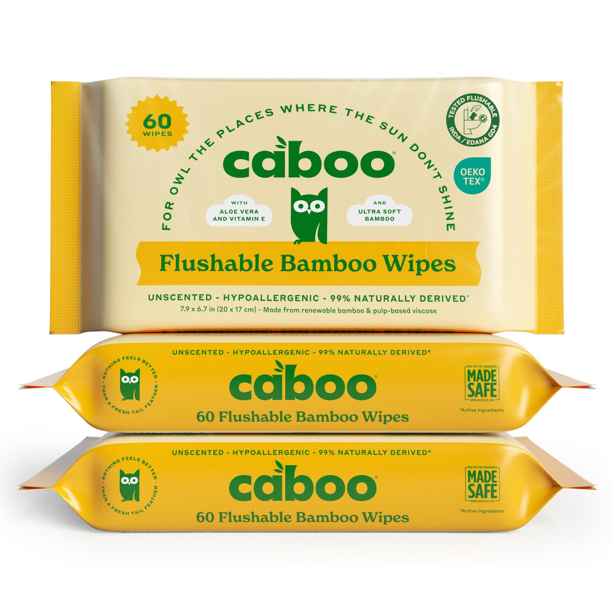 Caboo Tree Free Flushable Wipes, Septic Safe, 180 Wipes