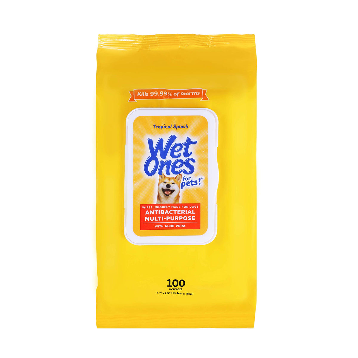 Wet Ones for Pets Multipurpose Dog Wipes with Aloe Vera, Tropical Splash Scent - Pet Bathing Wipes with Wet Lock Seal for Dog Paws and All-Over Use, 100 Count - 3 Pack