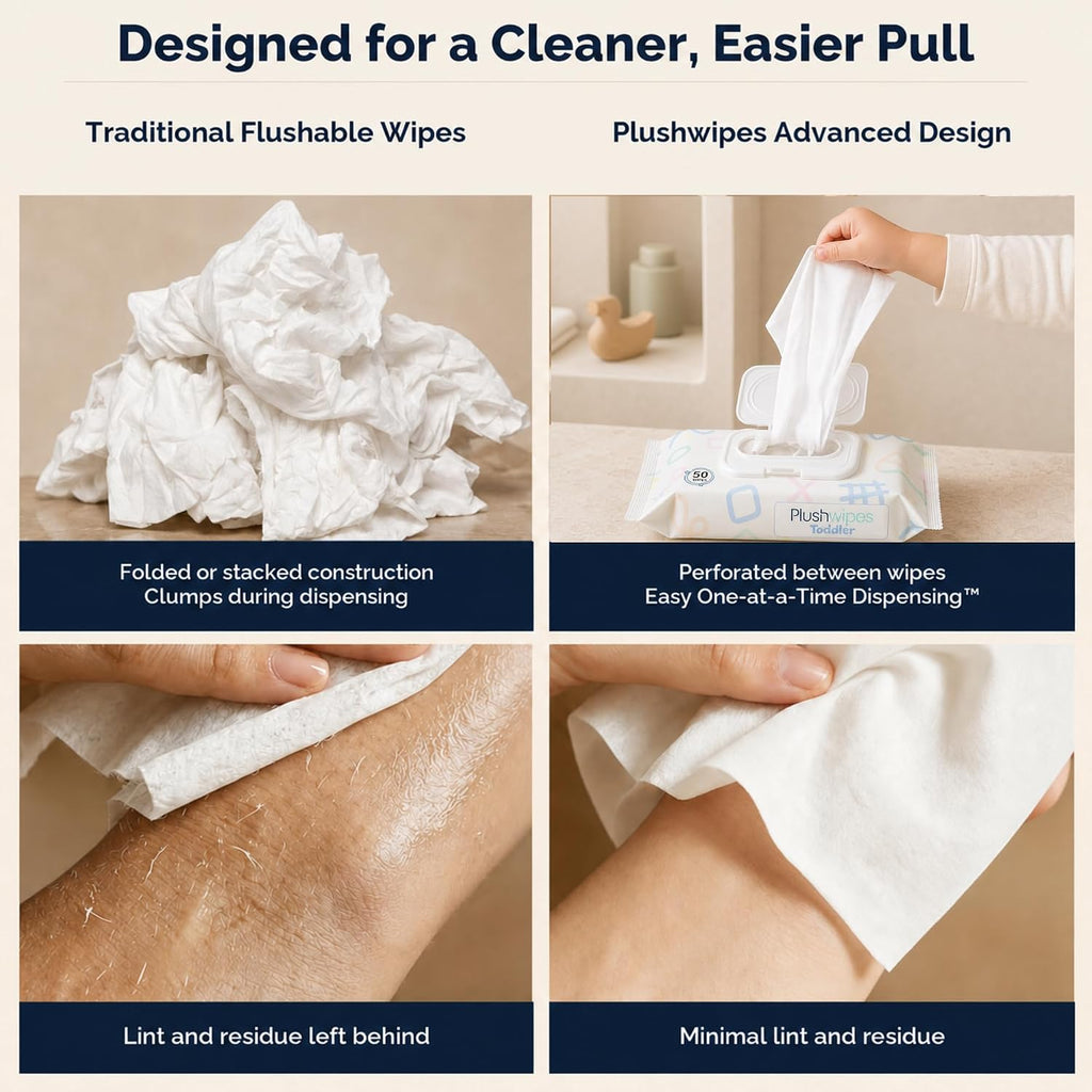 Toddler Flushable Wet Wipes, Fragrance-Free, 1200 Count (24-Pack)
