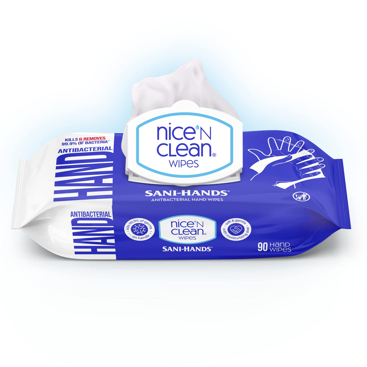 Nice 'N CLEAN Sensitive Skin Wet Hand Wipes 90ct (8-Pack) | Infused with Aloe | Hypoallergenic Wipes More Effective than Gel