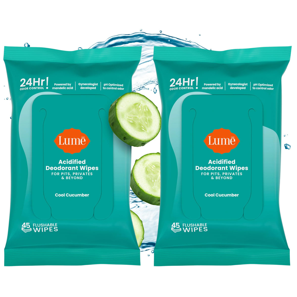 Lume Acidified Deodorant Wipes - 15 ct, 3 pk (Soft Powder)
