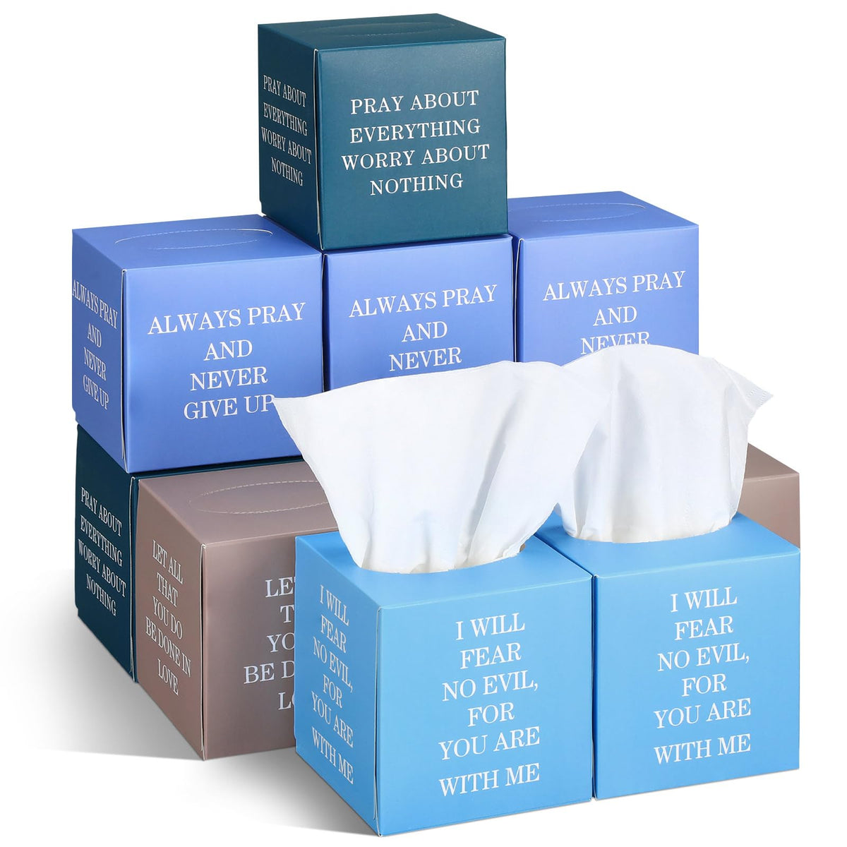 Fourluoo 12 Pack Fall Floral Facial Tissue Cube Boxes, 600 Sheet 3 Ply