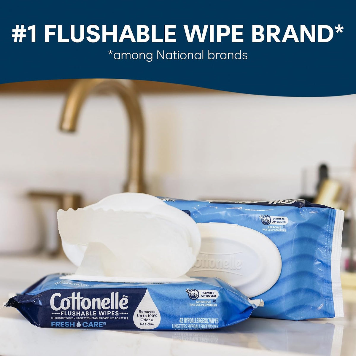 Cottonelle Fresh Care On-The-Go Flushable Wipes, 24 Packs, 14 Wipes per Pack
