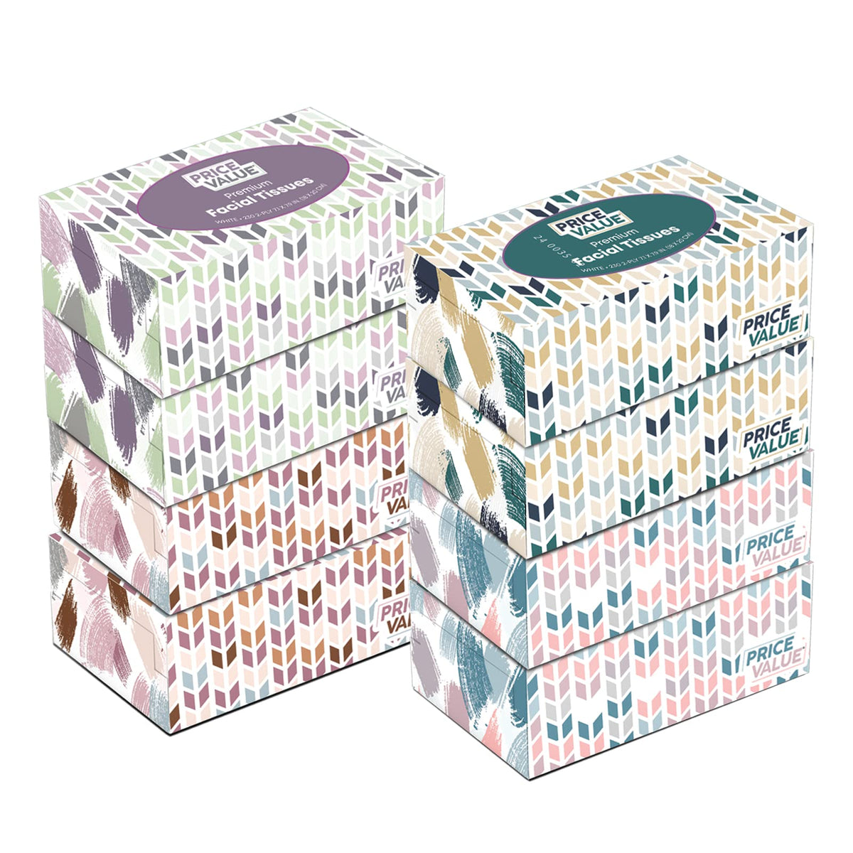 Price Value Facial Tissues Boxes Bulk, Soft 2-Ply, 230 Sheets, 8 Pack
