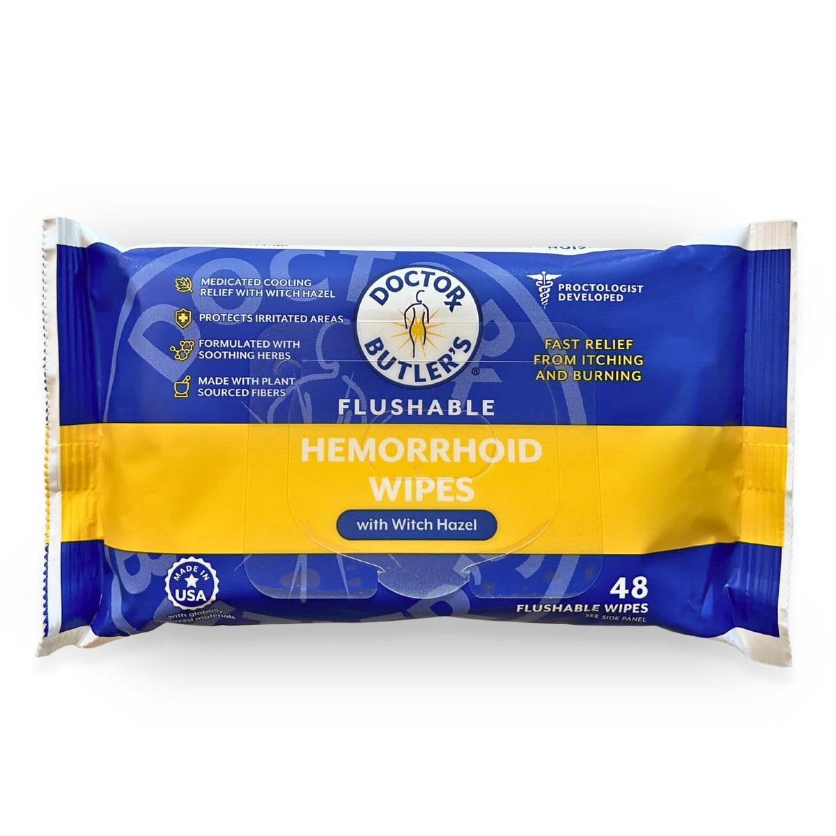 Doctor Butler's Soothing All-Purpose Wet Wipes for Sensitive Skin, Made with Organic Bamboo, Face Wipes, and Bathroom Cleanup with Chamomile and Essential Oils* (1 Pack - 60 Count)