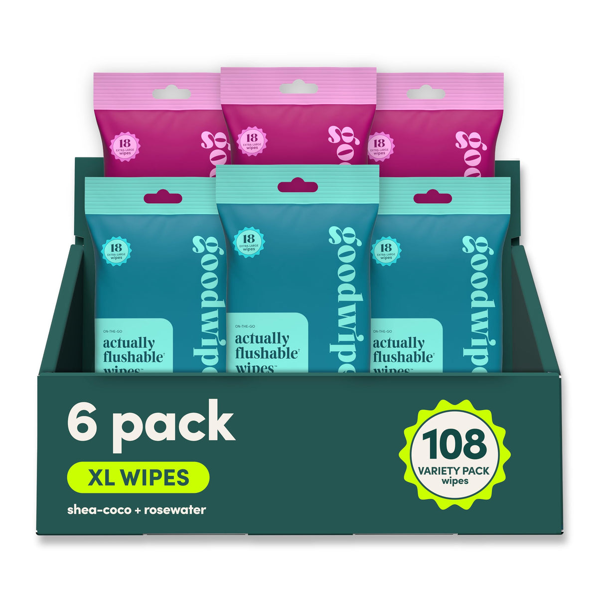 goodwipes Flushable Wipes for Women - Shea-Coco Individually Wrapped Travel Butt Wipes To Go, Mini Purse & Festival Essentials for Adults, pH Balanced for Feminine Hygiene, 32 Count (1 Pack)