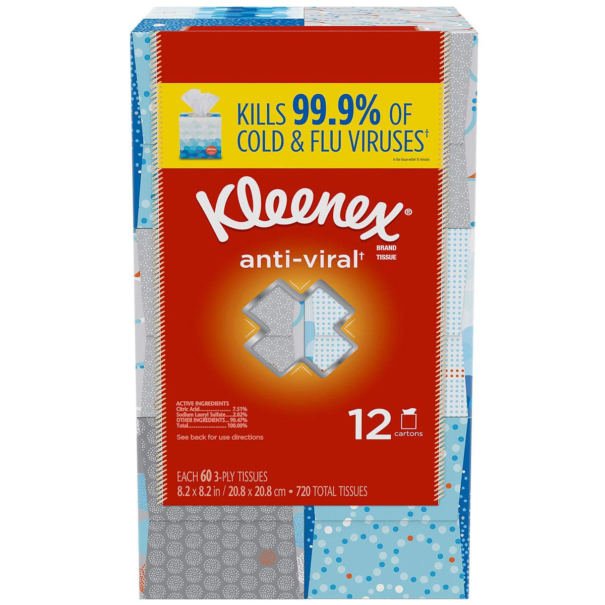 Kleenex Anti-Viral Facial Tissues, 6 Cube Boxes, 55 Tissues per Box