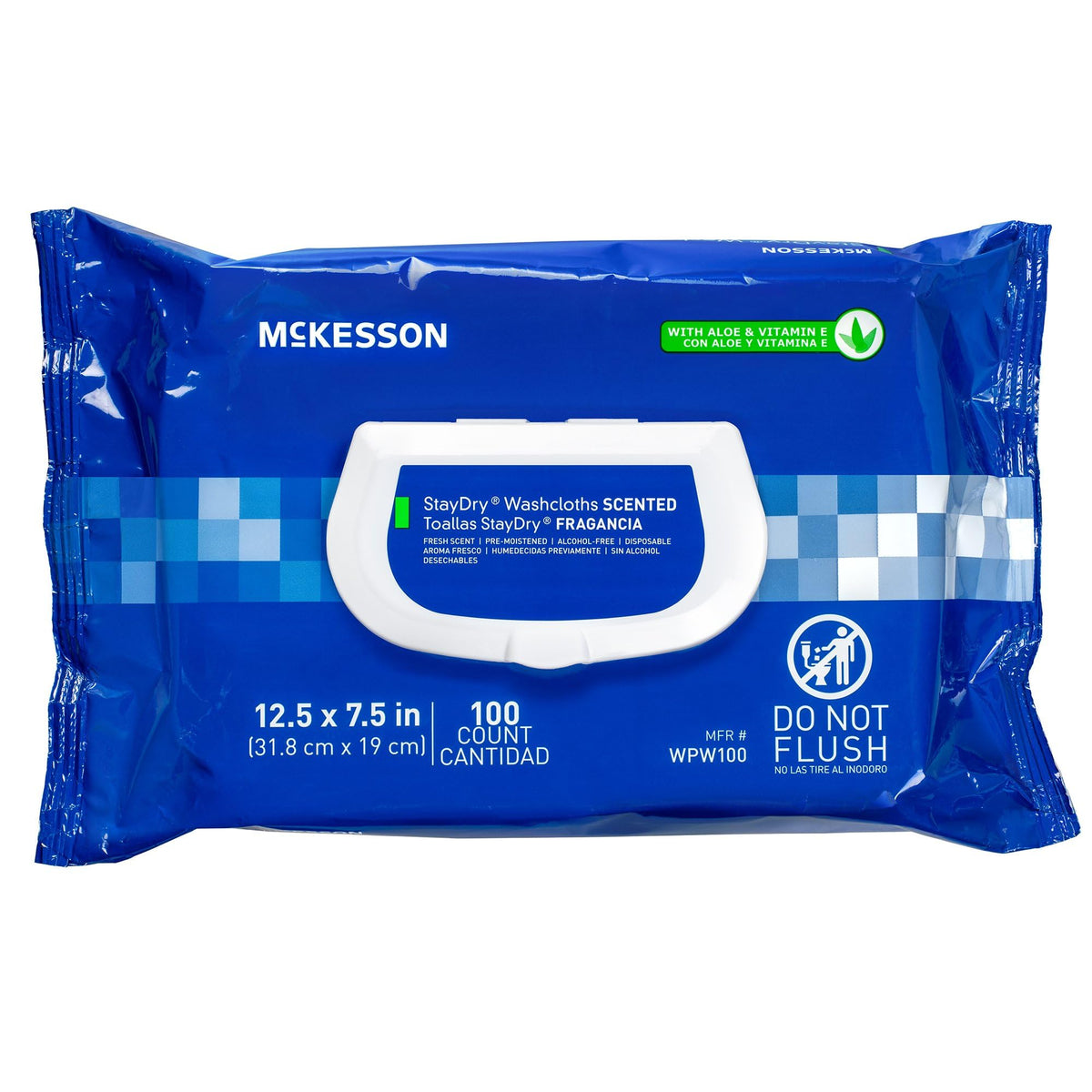 McKesson Disposable Wipe 12 Pack, 600 Washcloths - Large Adult Body and Incontinence Washcloths with Aloe and Vitamin E, Alcohol-Free, 50 Wipes Per Pack