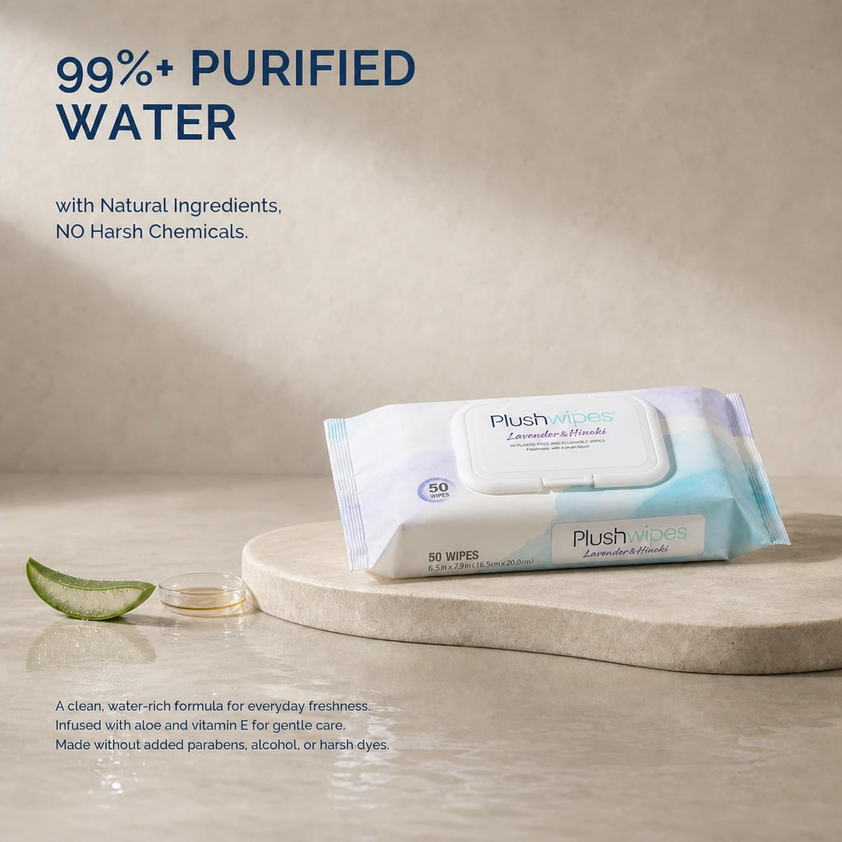 Flushable Wipes, 6 Packs, 300 XL Wipes, Lavender & Hinoki