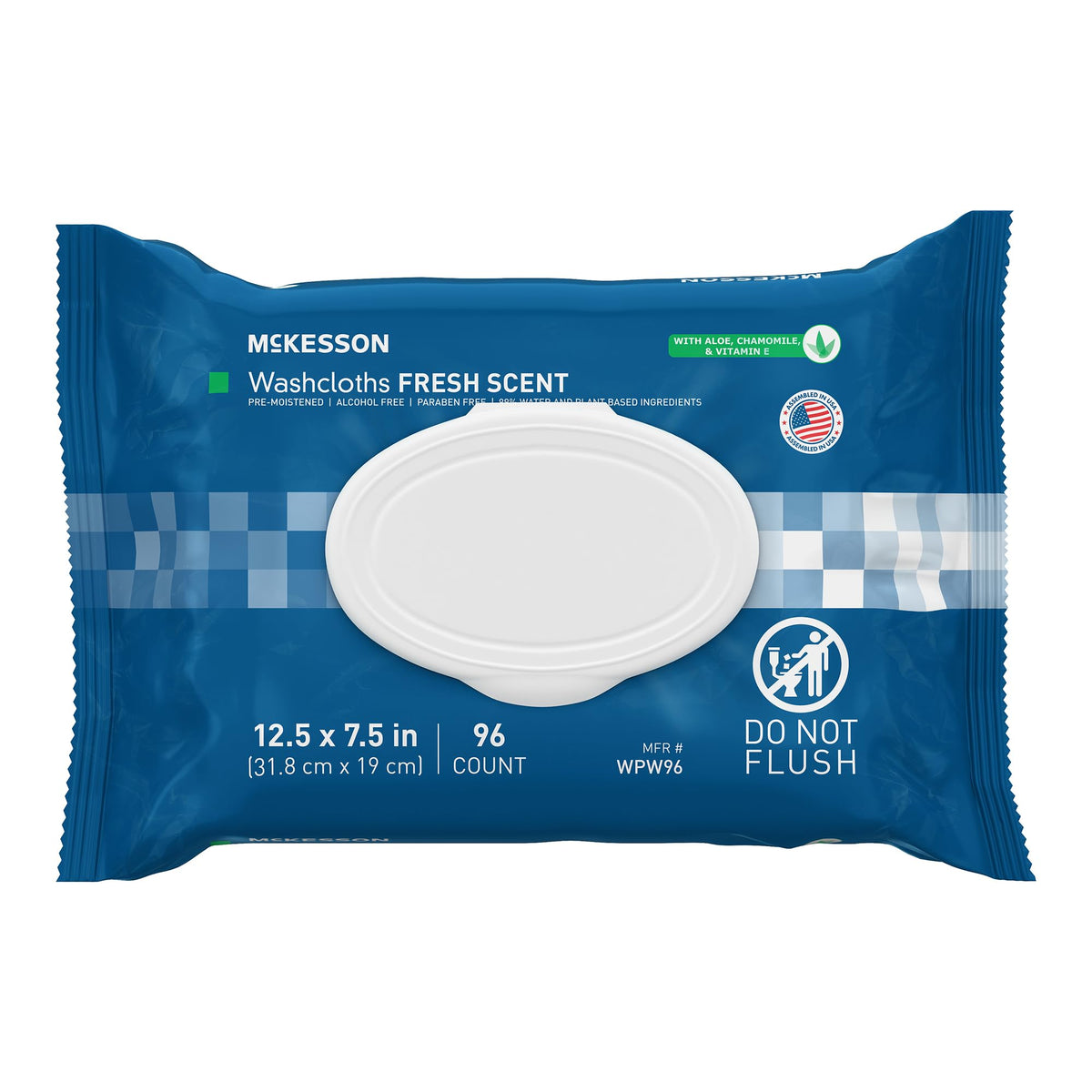 McKesson Disposable Wipe 12 Pack, 600 Washcloths - Large Adult Body and Incontinence Washcloths with Aloe and Vitamin E, Alcohol-Free, 50 Wipes Per Pack