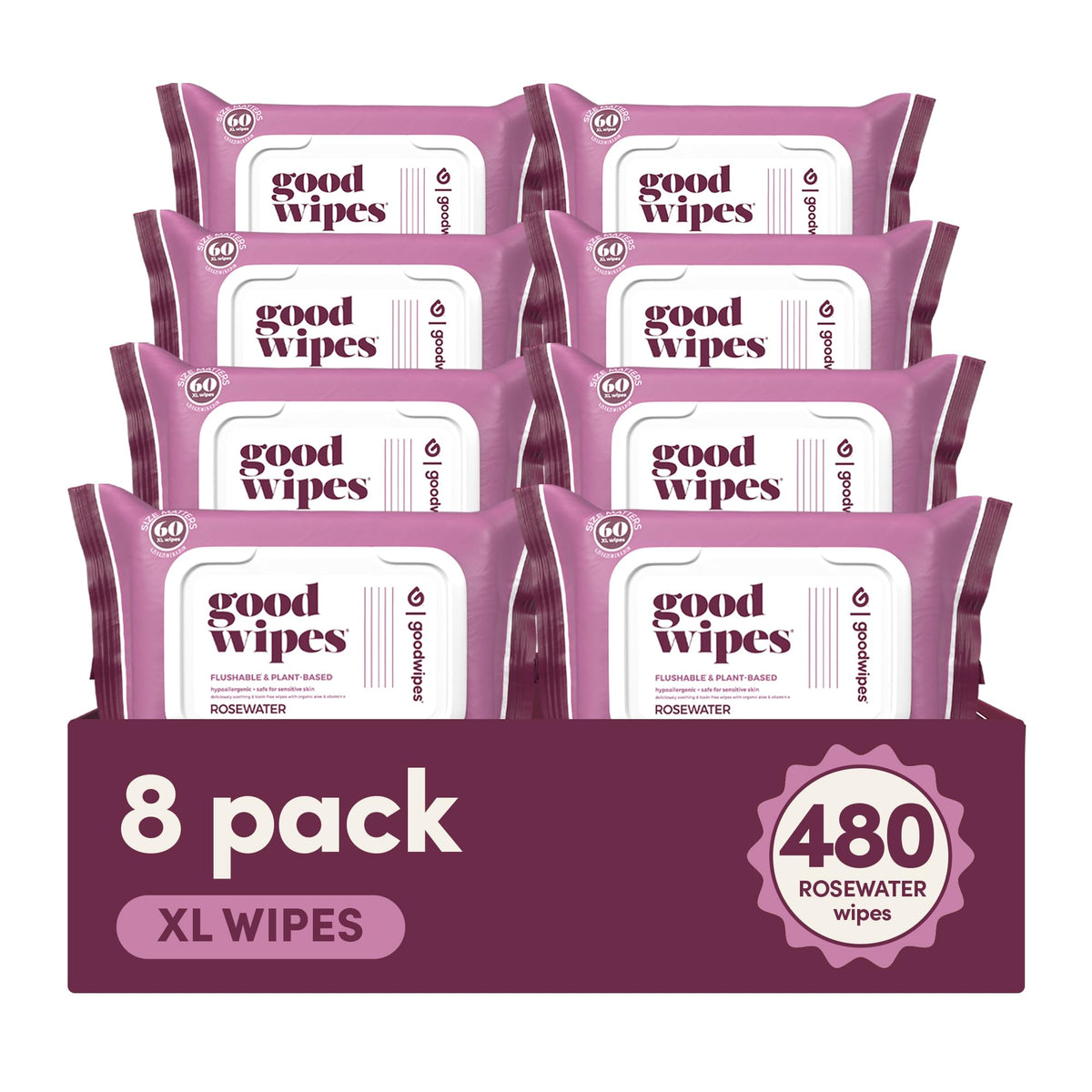 goodwipes Flushable Wipes - Botanical Bliss, 418 Wipes (8 Pack + 1 Travel)