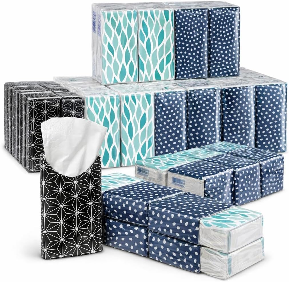 Pocket Facial Tissues - 32 Pack, 3-Ply Slim Portable Packs, 10 Sheets Each, Soft & Hygienic for Travel, Office, Hotels, Healthcare, Convenience