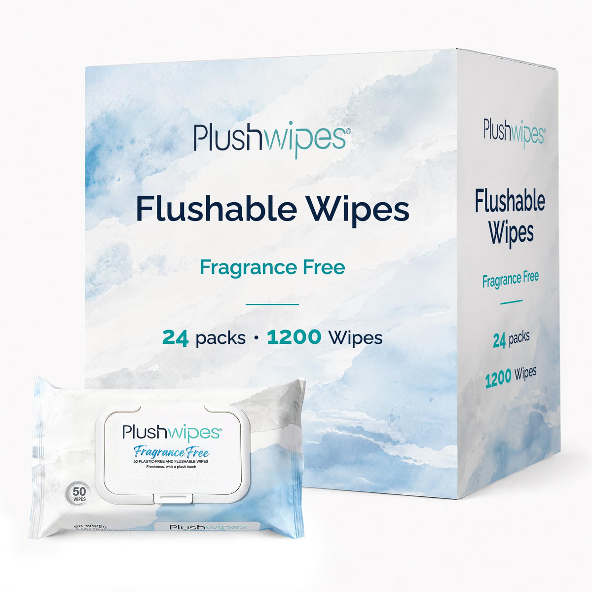 Flushable Wipes, 6 Packs, 300 XL Wipes, Lavender & Hinoki