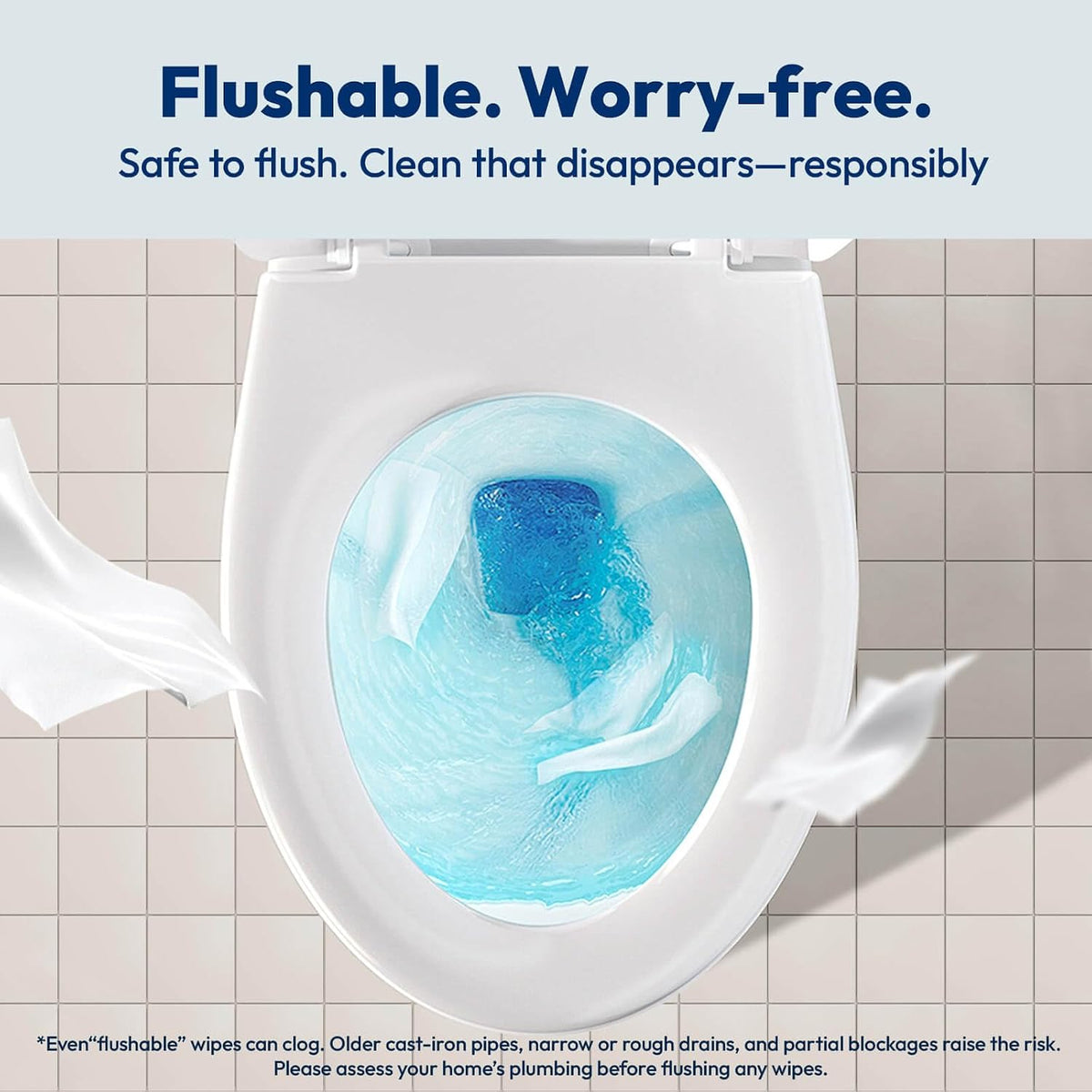 RPE Life Flushable Wet Wipes - 6 Portable Travel Size Packs (60 Ct) - Unscented Extra-Large Body & Hand Tissue with Vitamin E & Aloe - For Adults, Kids & Children - Perfect for On-the-Go & Outdoor Use