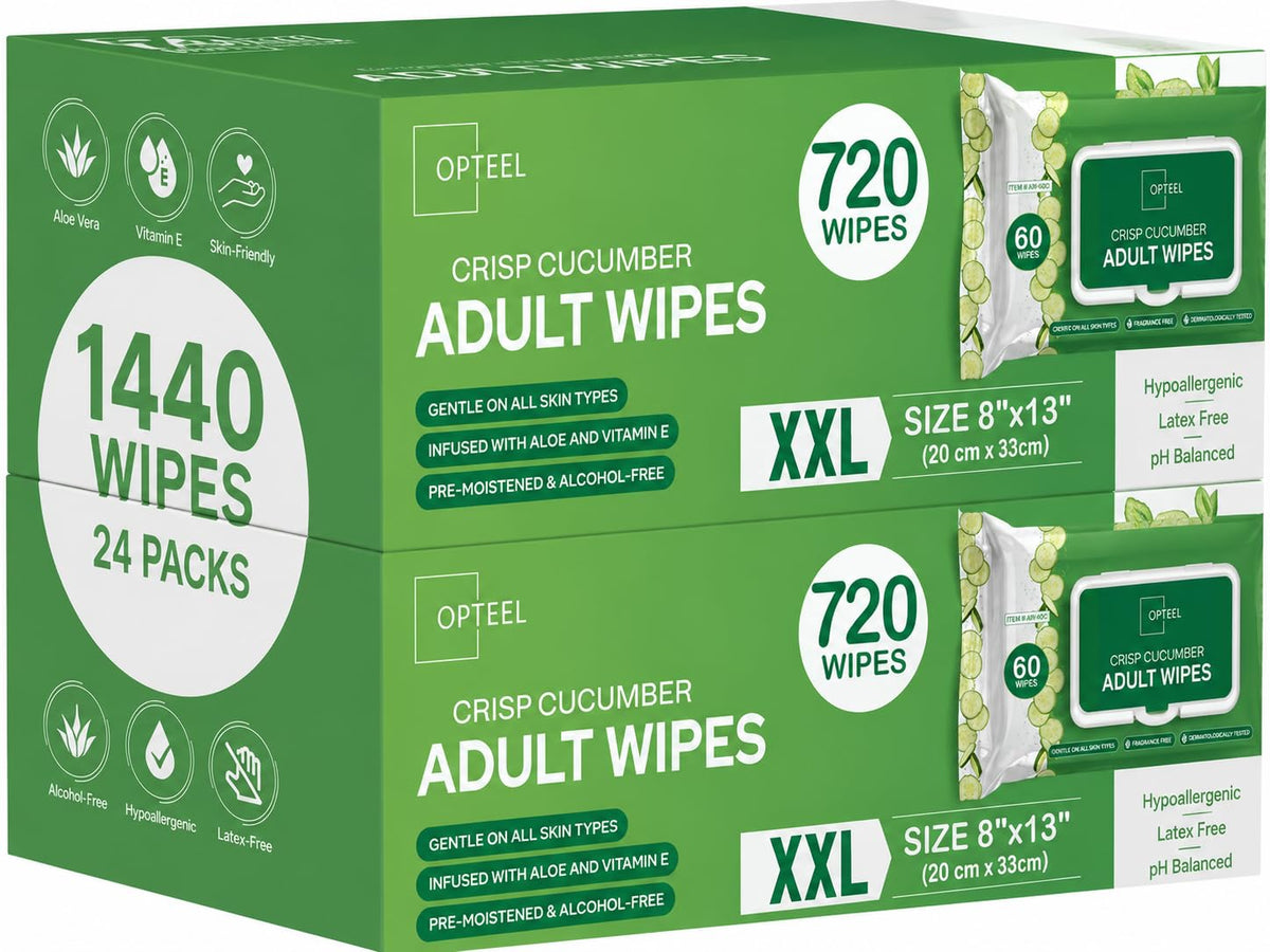 OPTEEL Adult Wipes for the Elderly – Extra Large 8x13, Pre-Moistened 720ct