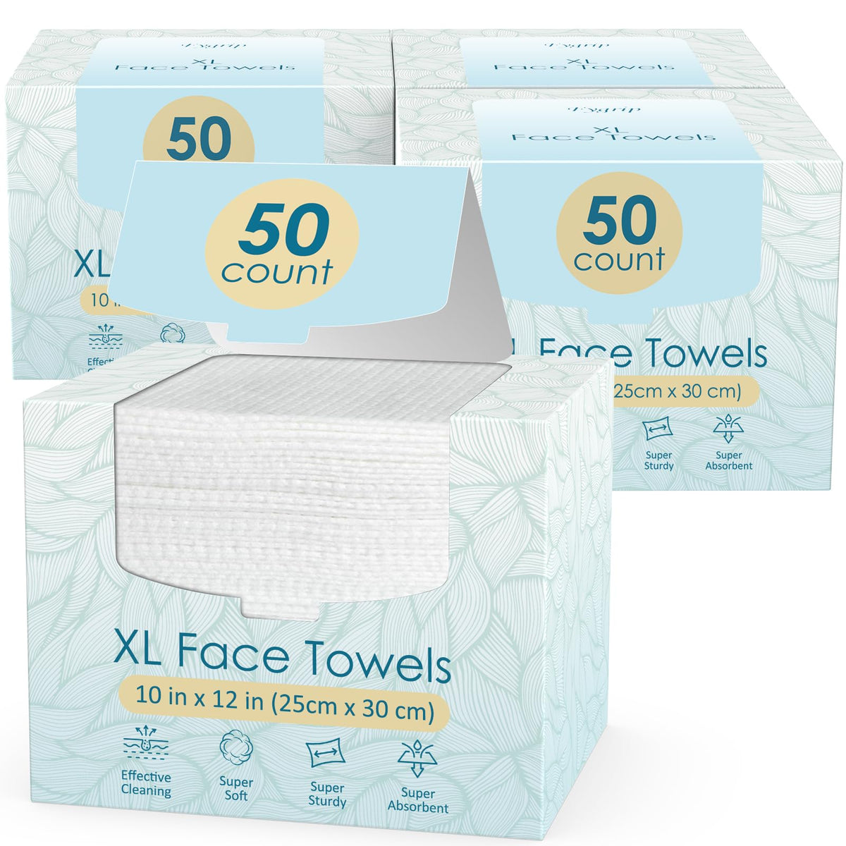 Fygrip 2 Pack of 50 count XL Disposable Face Towels 10” x 12”