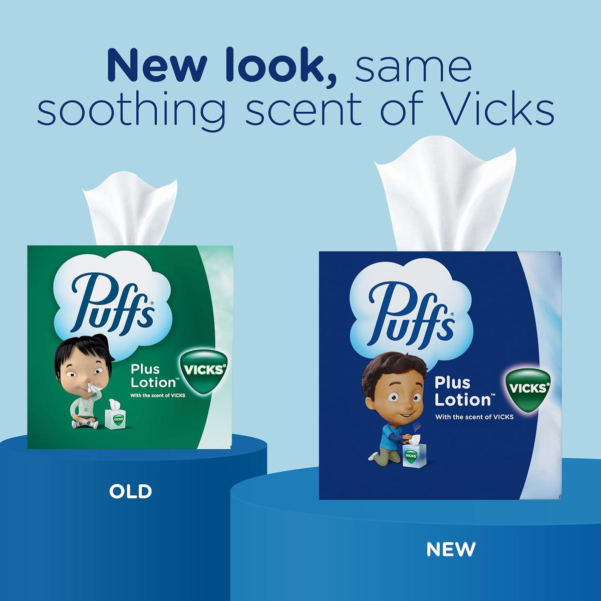 Puffs Plus Lotion with Vicks Facial Tissues, 4 Cubes, 48 Tissues per Box (192 Tissues) [Packaging May Vary]