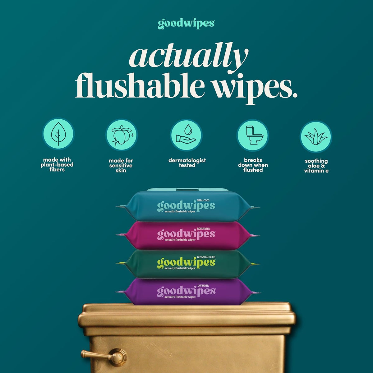 goodwipes Flushable Wipes (6 Pack) (50 Count (Pack of 6), Shea-Coco)