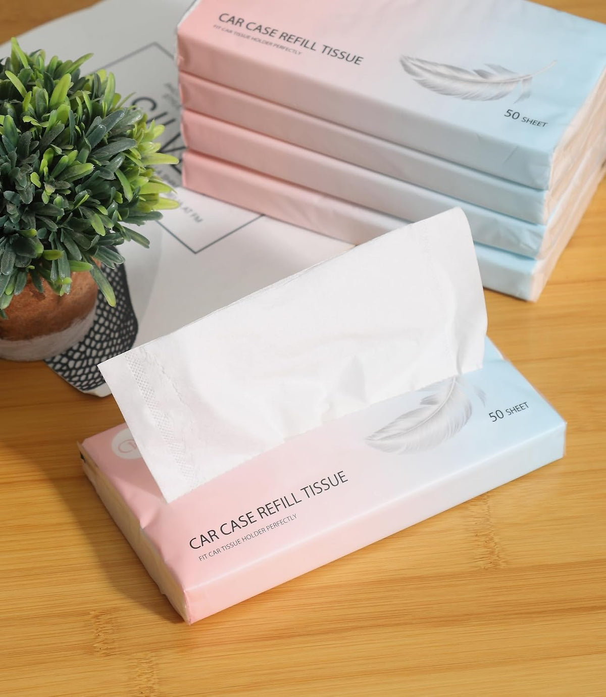 Car Tissue Refills 300 Sheets Facial Tissues Refills for Car Visor Tissue Holder, Travel Tissue Tubes Box Container Perfect Fit for Car Cup Holder