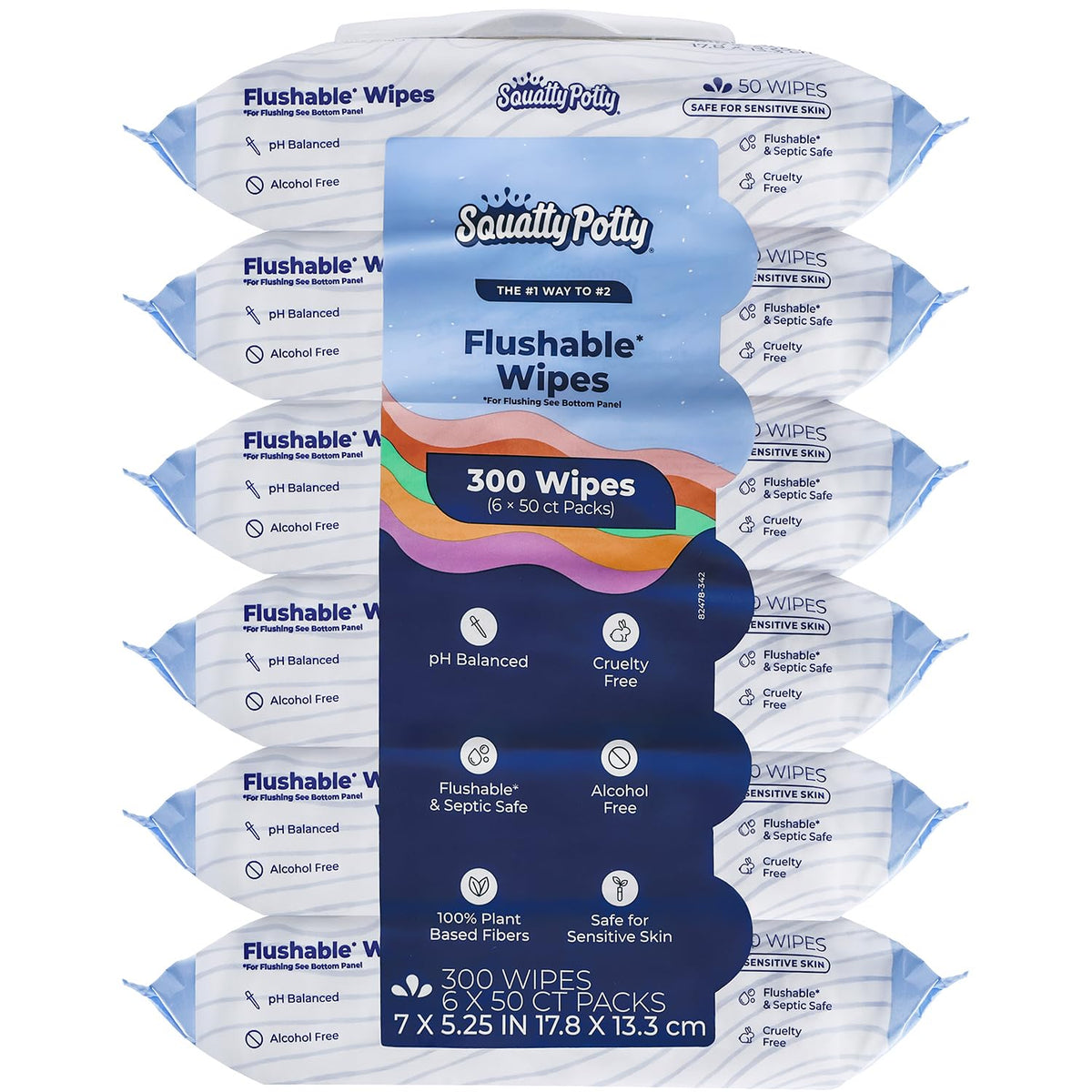 Squatty Potty Flushable Wipes - 3 Packs of 50 (150 Total Wet Wipes)
