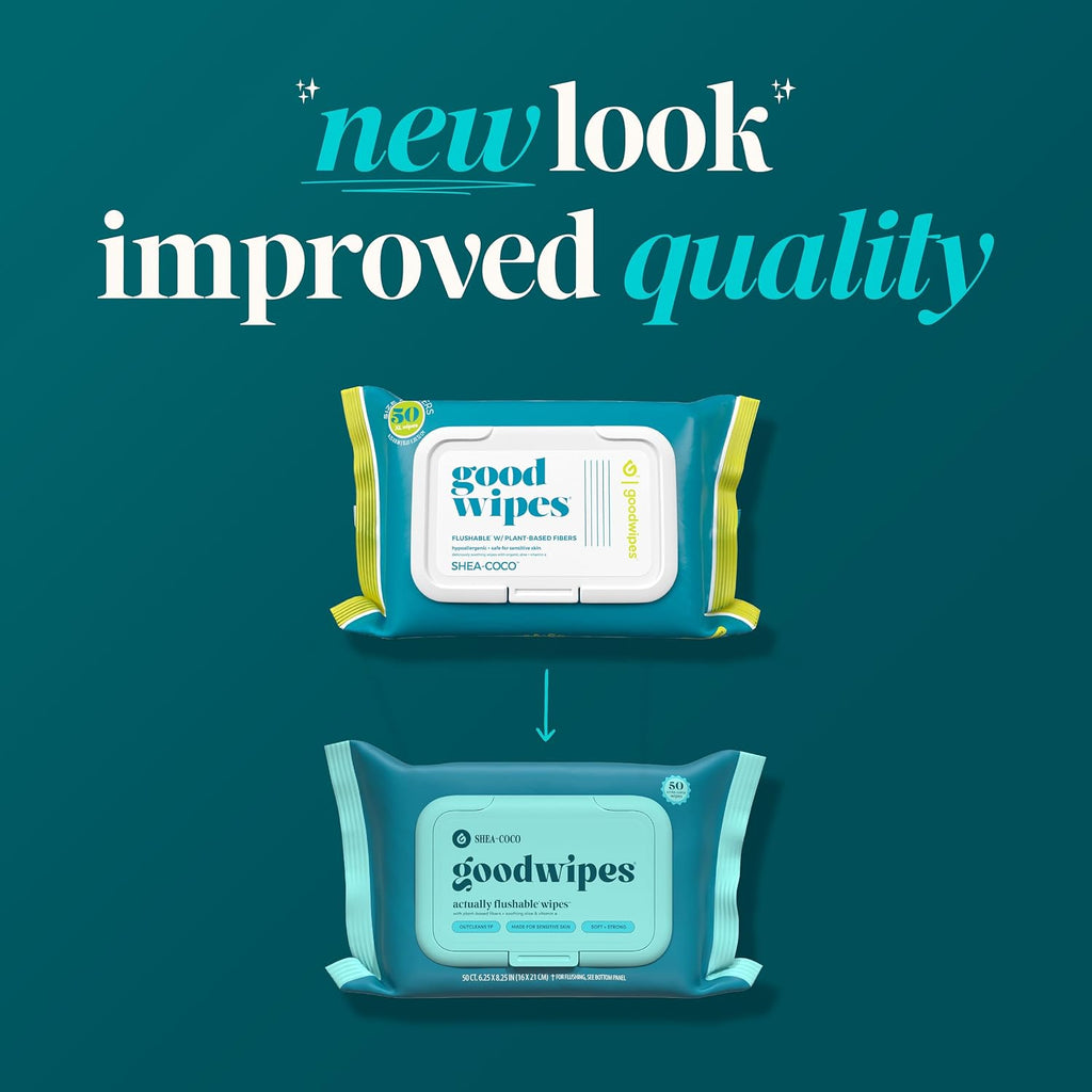 goodwipes Flushable Wipes - Shea-Coco, 418 Wipes (8 Pack + 1 Travel Pack)