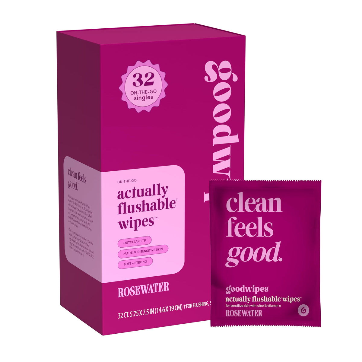 goodwipes Flushable Wipes for Women - Shea-Coco Individually Wrapped Travel Butt Wipes To Go, Mini Purse & Festival Essentials for Adults, pH Balanced for Feminine Hygiene, 32 Count (1 Pack)