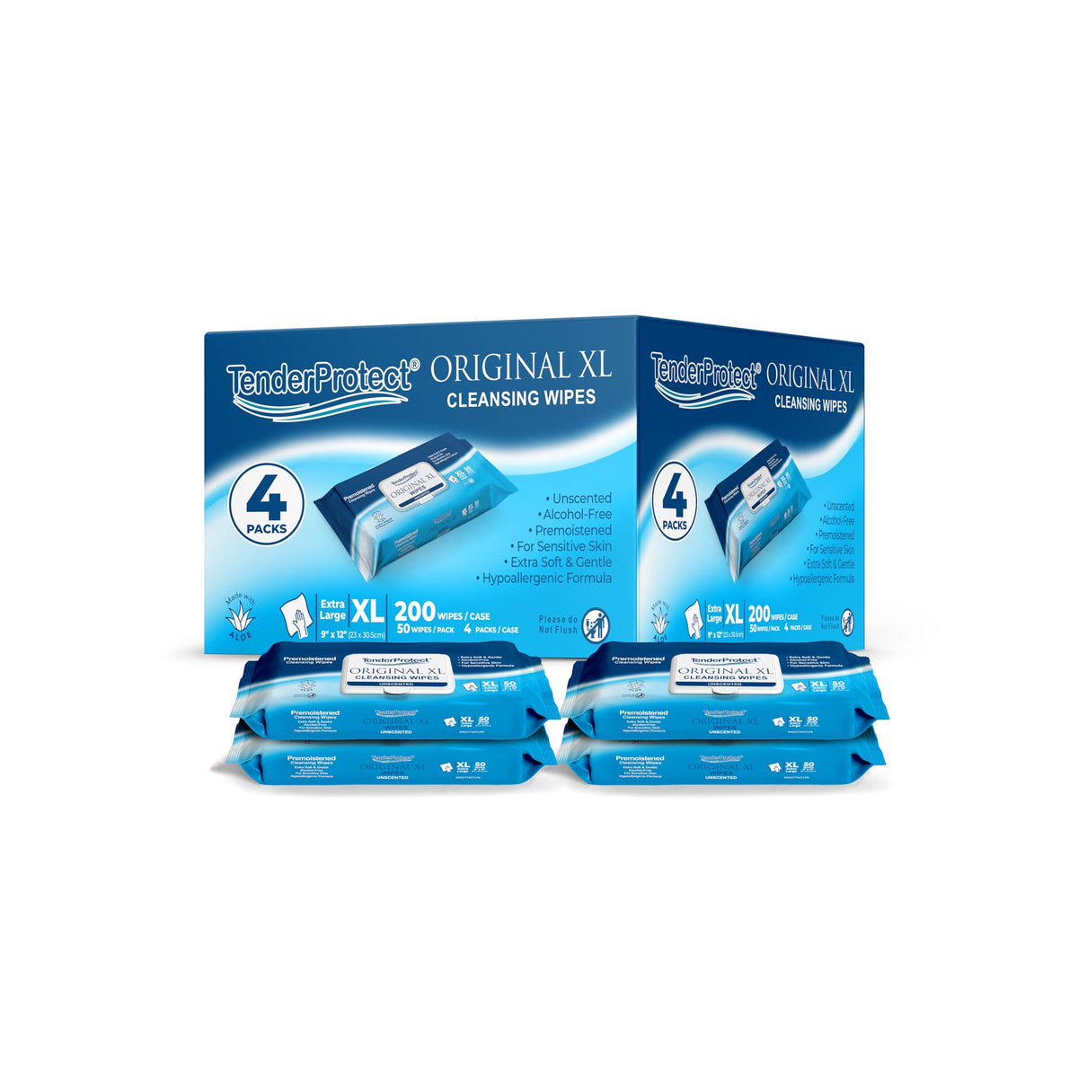 TenderProtect Original XL Incontinence Wipes for Adults with Aloe, 600 Count