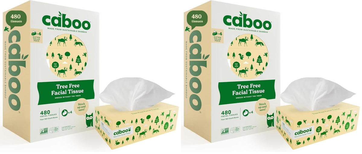 Caboo Tree Free Facial Tissues, 60 Tissues Per Box, 360 Total