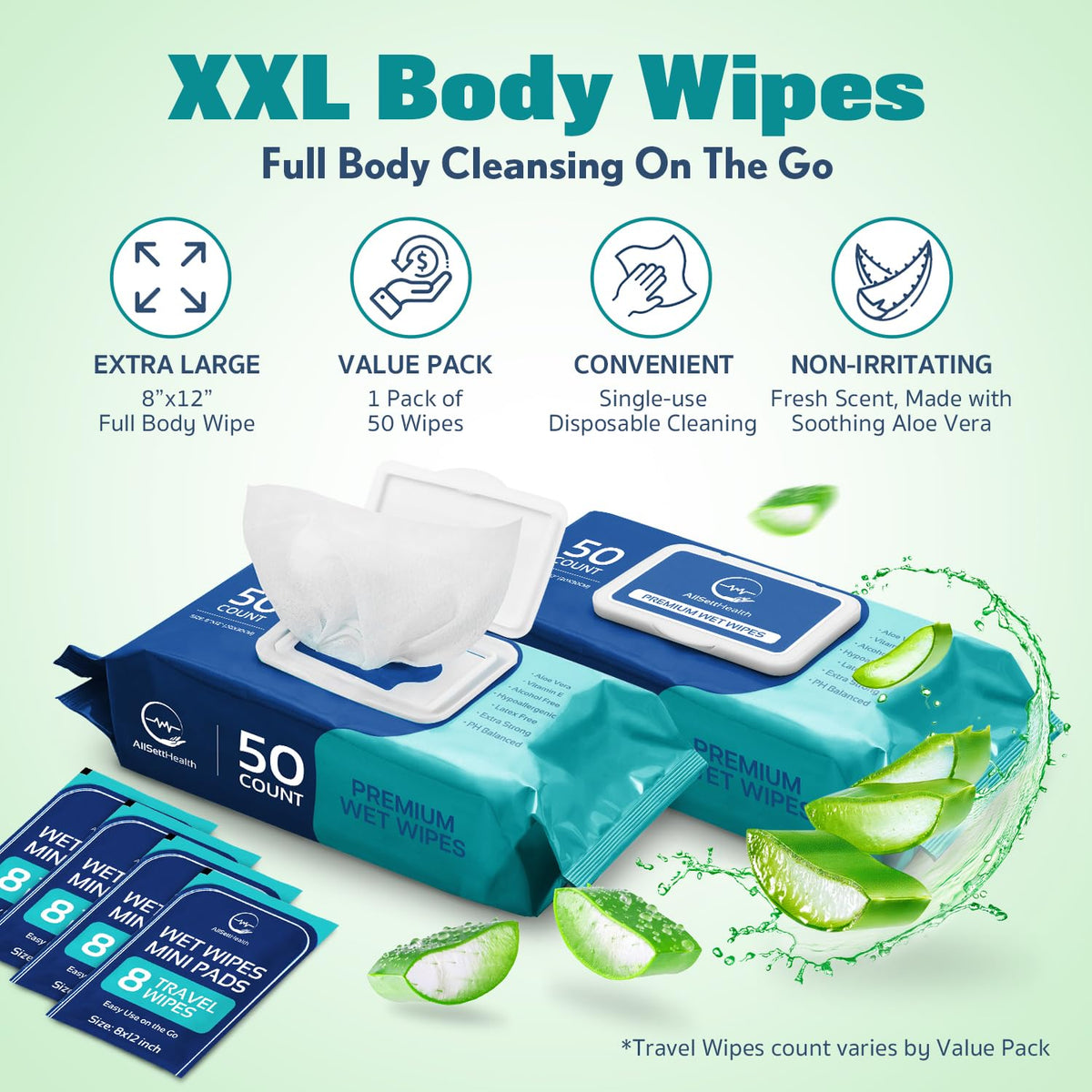 Body Wipes for Adults Bathing No Rinse - (400 Ct) - Adult Wipes for Elderly