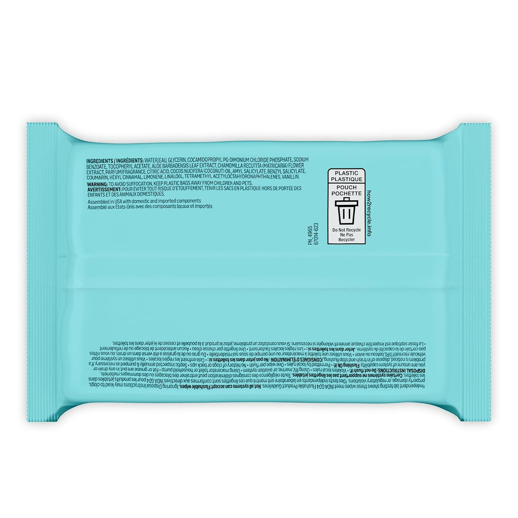 Amazon Basics Flushable Wipes, Coconut Scent, Hypoallergenic, Dermatologically Tested, 2 Packs of 48 (96 Count)