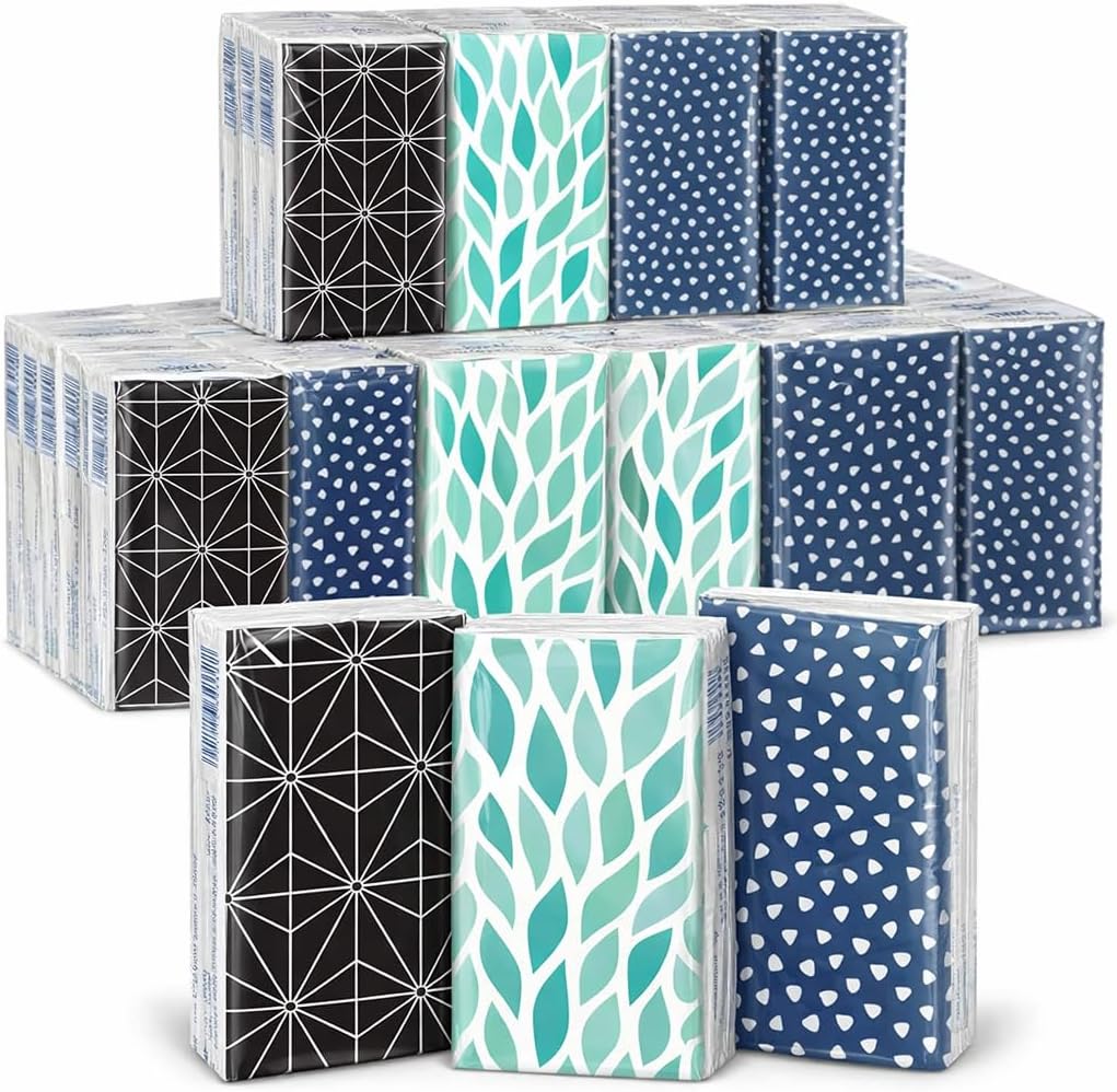 Pocket Facial Tissues - 32 Pack, 3-Ply Slim Portable Packs, 10 Sheets Each, Soft & Hygienic for Travel, Office, Hotels, Healthcare, Convenience