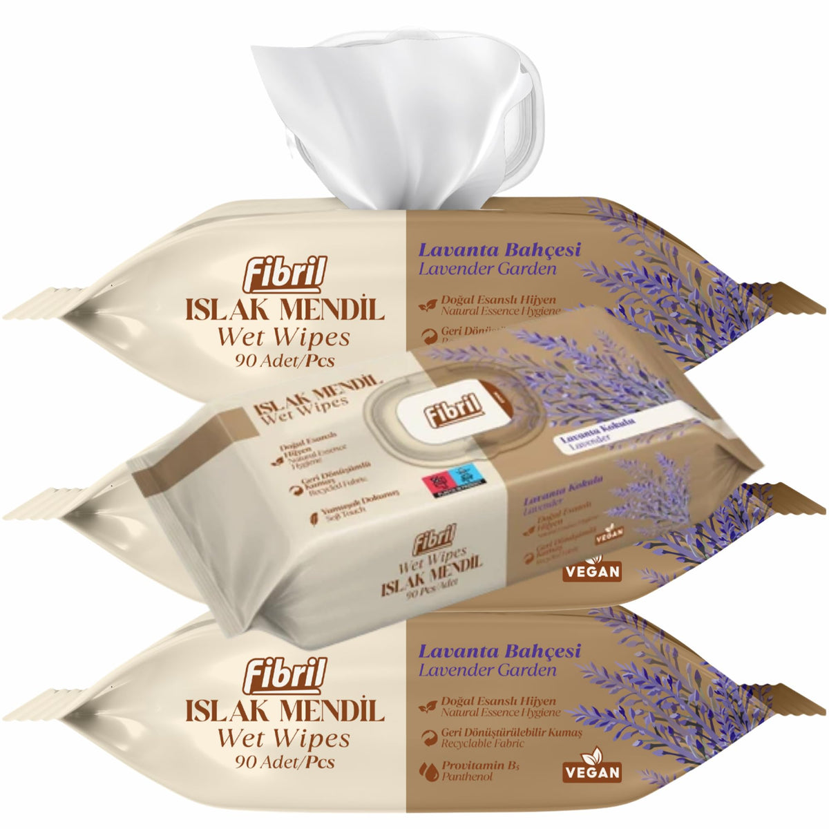 Fibril Multi-Purpose Wet Wipes – Gentle on Sensitive Skin, Paraben & Alcohol-Free, Resealable Flip-Top Lid | Daily Cleansing Wipes for Body, Hand & Face | Orange Blossom (1 Pack, 90 Count)