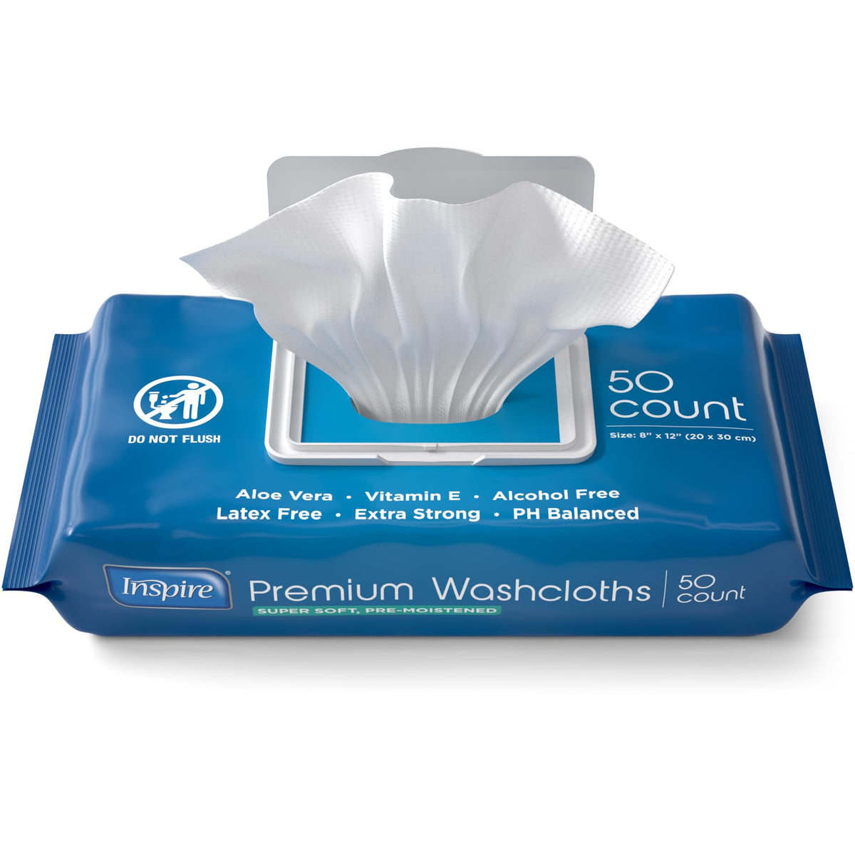 Inspire Adult Wet Wipes, Wash Cloths | Adult Wipes for Incontinence & Cleansing for Elderly, 8"x12" Count 12 packs of 50