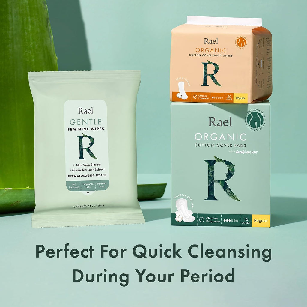 Rael Gentle Feminine Wipes, Intimate Care with pH Level, Flushable (30 Ct)