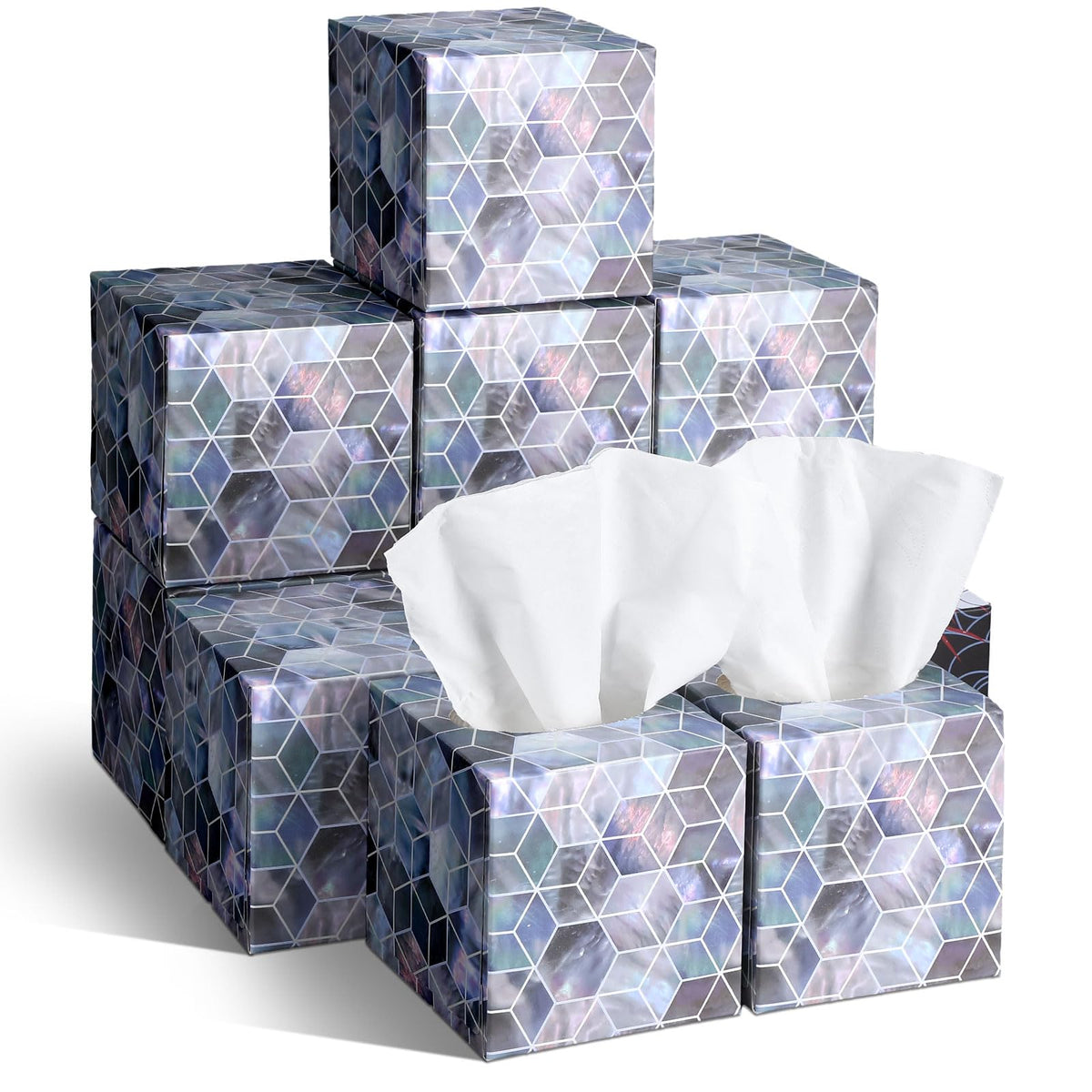 Fourluoo 12 Pack Fall Floral Facial Tissue Cube Boxes, 600 Sheet 3 Ply