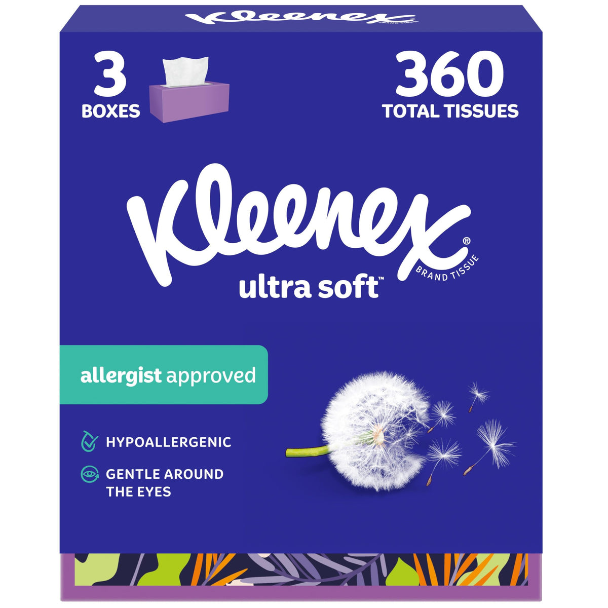 Kleenex Ultra Soft Facial Tissues, 4 Flat Boxes, 120 Tissues per Box